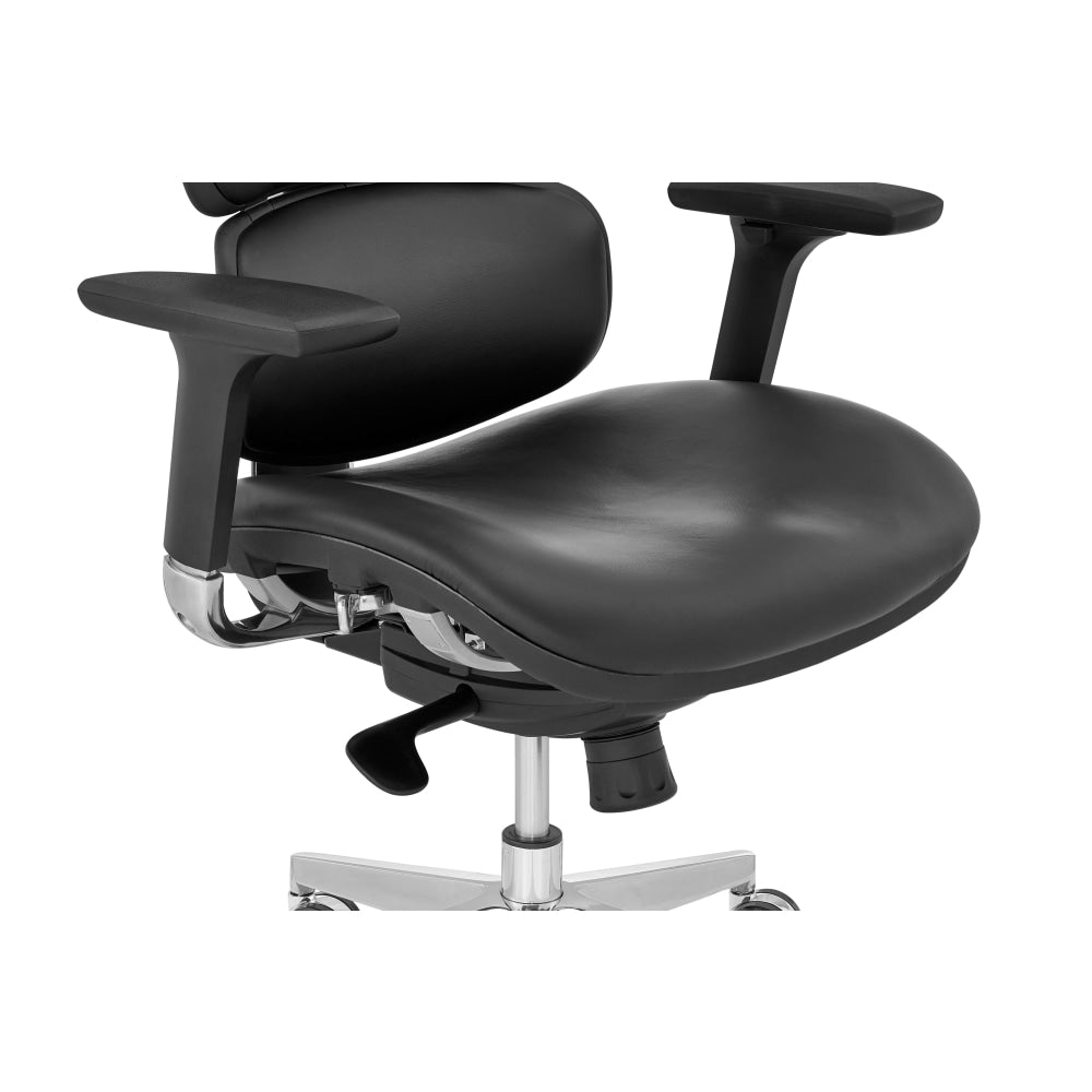 Finlay Ergonomic Executive Office Computer Work Task Chair - Black Leather Fast shipping On sale