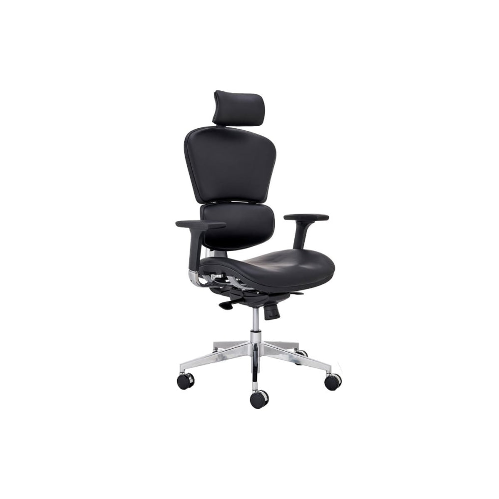 Finlay Ergonomic Executive Office Computer Work Task Chair - Black Leather Fast shipping On sale