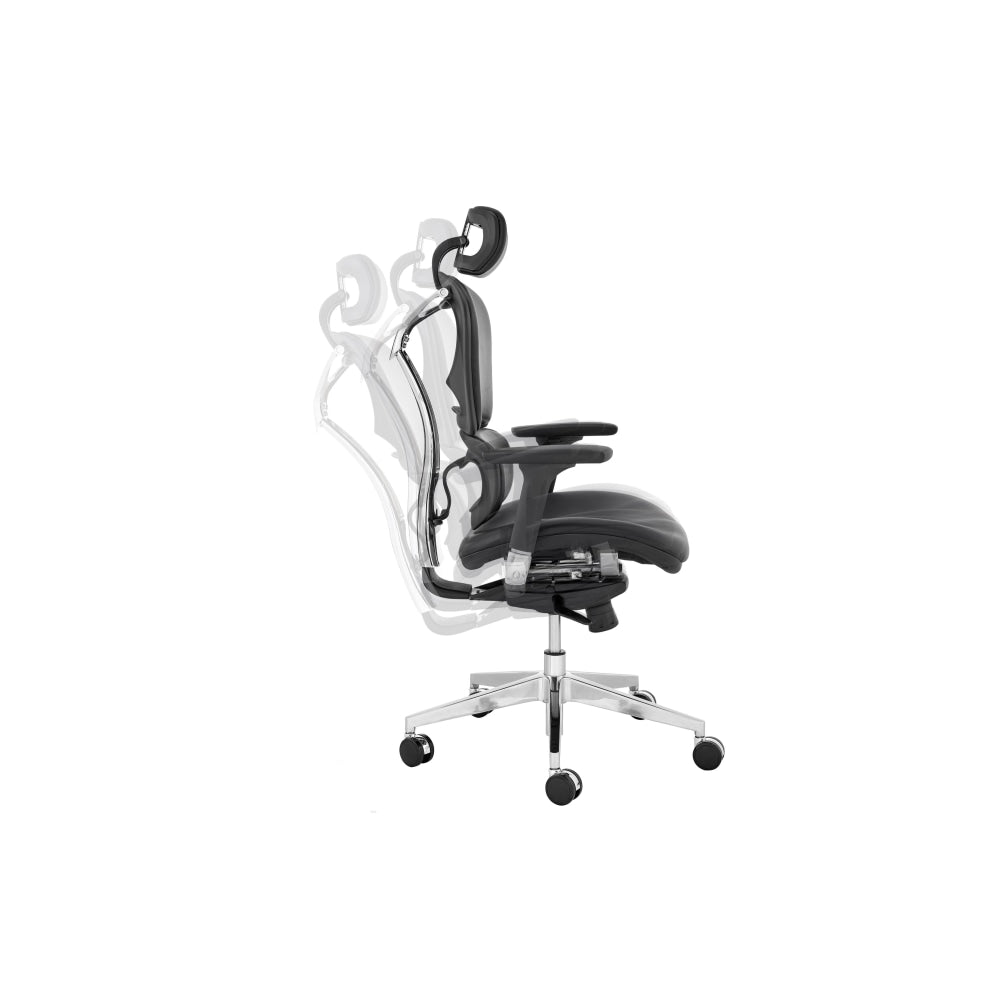 Finlay Ergonomic Executive Office Computer Work Task Chair - Black Leather Fast shipping On sale