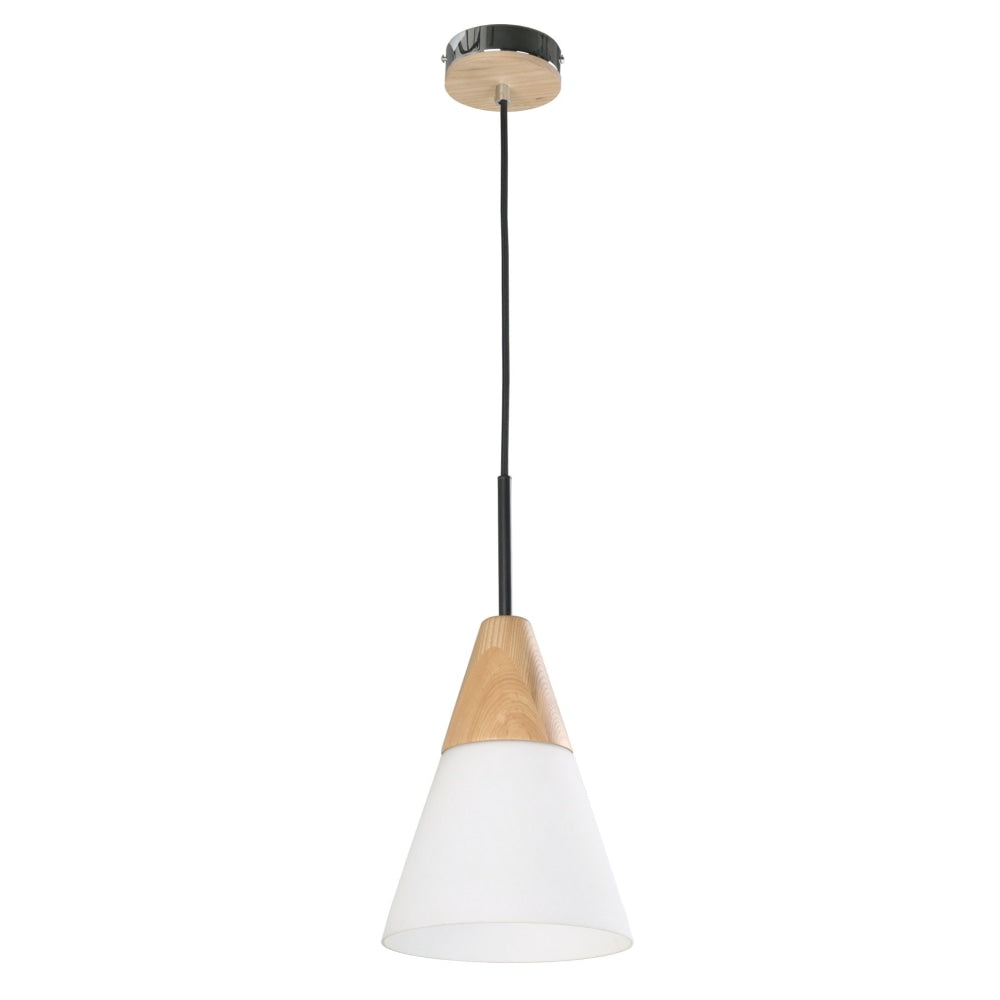 FINN Pendant Lamp Light Interior ES Opal Glass Medium Cone with Wood Highlight OD195mm Fast shipping On sale