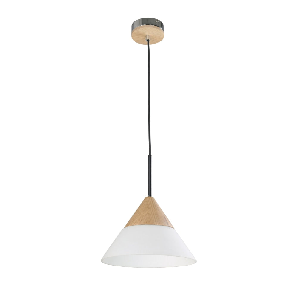 FINN Pendant Lamp Light Interior ES Opal Glass Small Cone with Wood Highlight OD265mm Fast shipping On sale