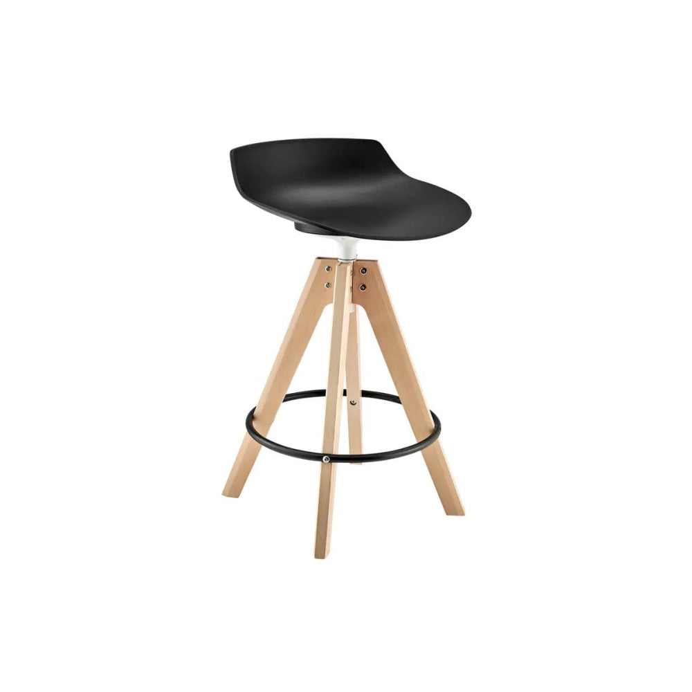 Flow Kitchen Counter Bar Stool Replica Wooden Legs - Black Fast shipping On sale