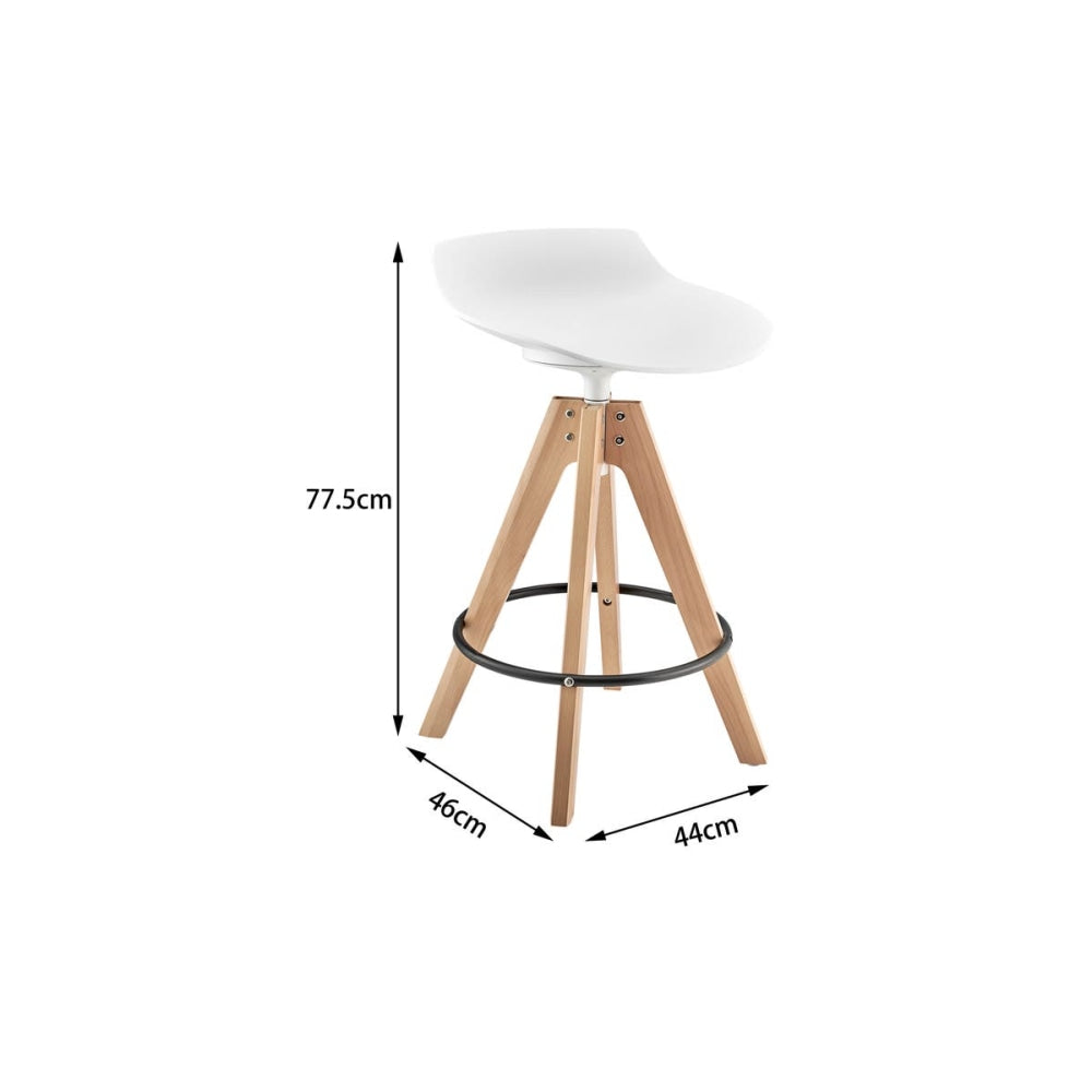 Flow Kitchen Counter Bar Stool Replica Wooden Legs - White Fast shipping On sale