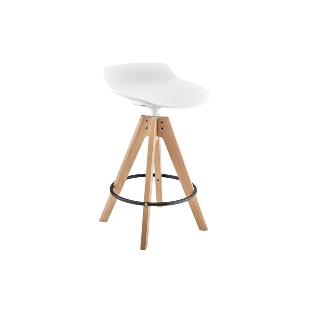 Flow Kitchen Counter Bar Stool Replica Wooden Legs - White Fast shipping On sale