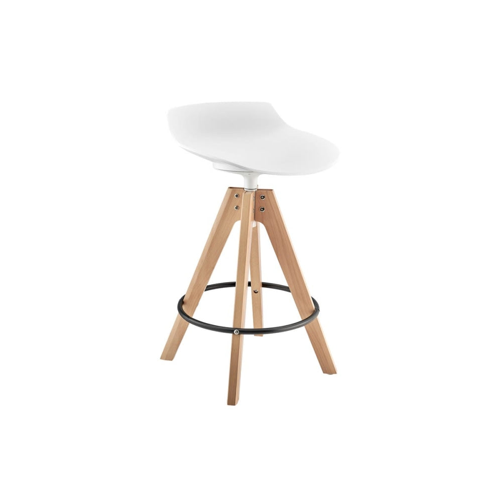 Flow Kitchen Counter Bar Stool Replica Wooden Legs - White Fast shipping On sale