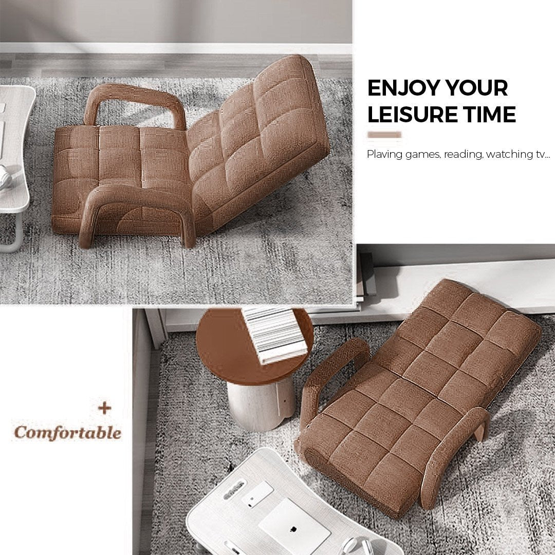 Foldable Lounge Cushion Adjustable Floor Lazy Recliner Chair with Armrest Coffee Fast shipping On sale