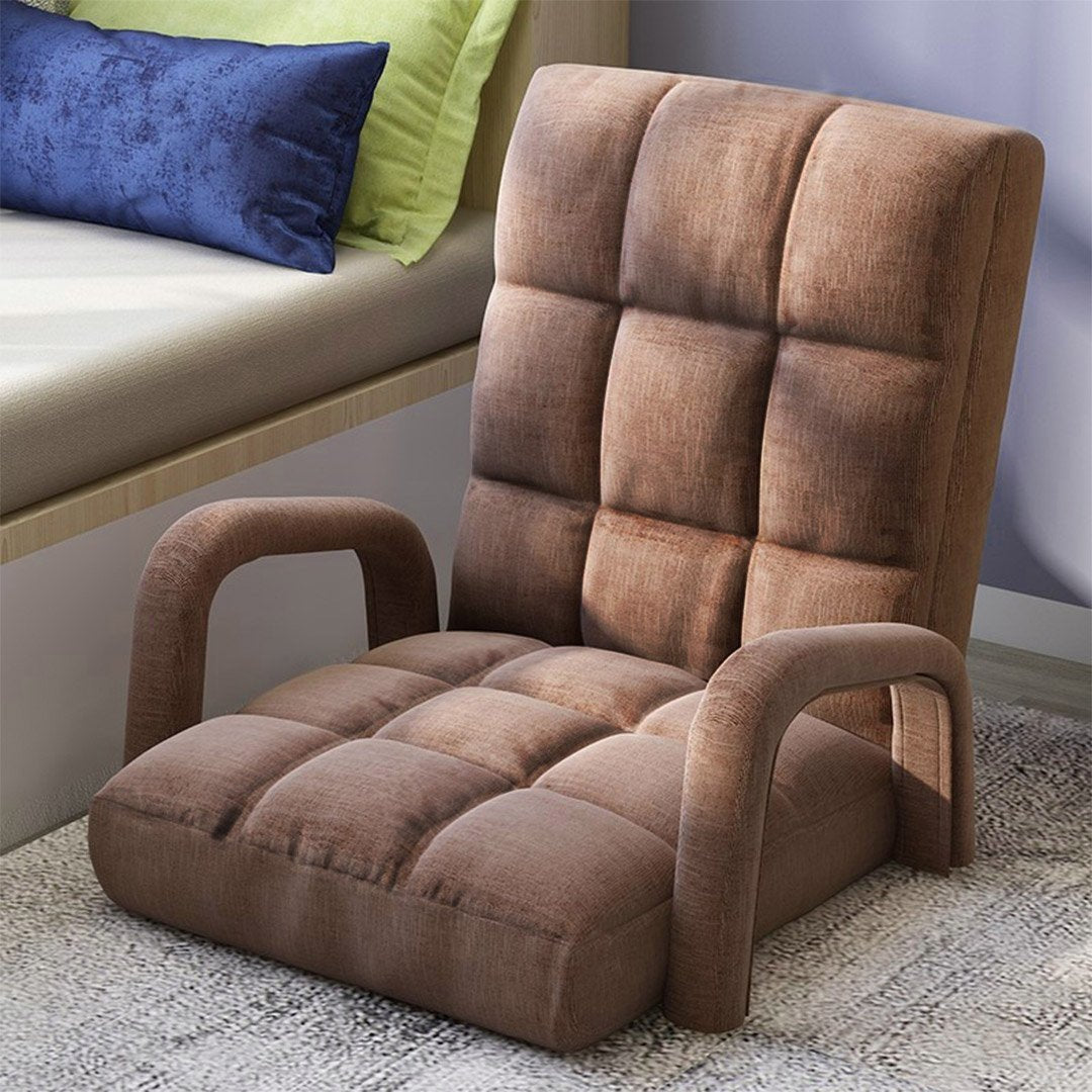 Foldable Lounge Cushion Adjustable Floor Lazy Recliner Chair with Armrest Coffee Fast shipping On sale