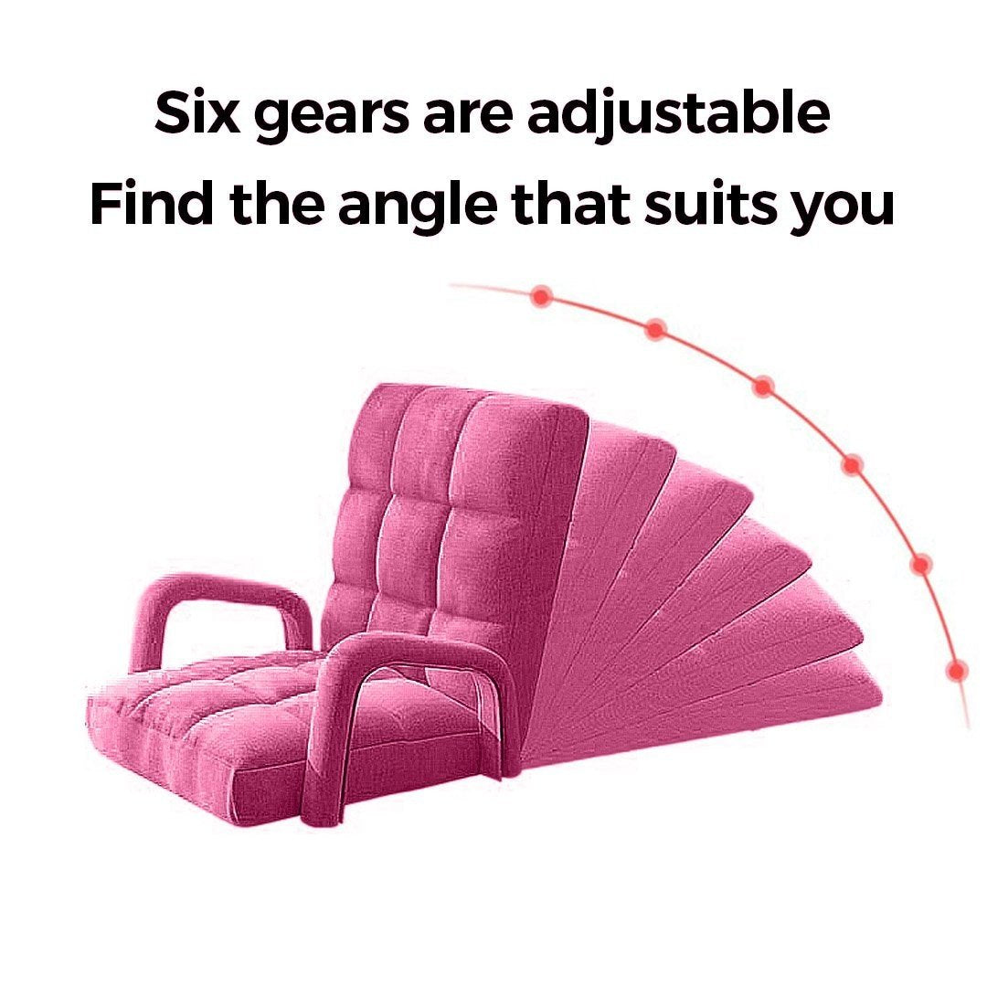 Foldable Lounge Cushion Adjustable Floor Lazy Recliner Chair with Armrest Pink Fast shipping On sale