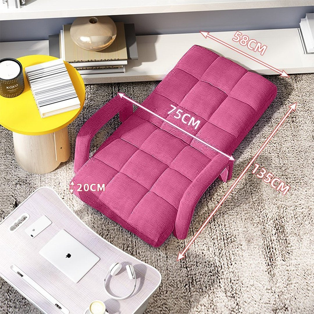 Foldable Lounge Cushion Adjustable Floor Lazy Recliner Chair with Armrest Pink Fast shipping On sale