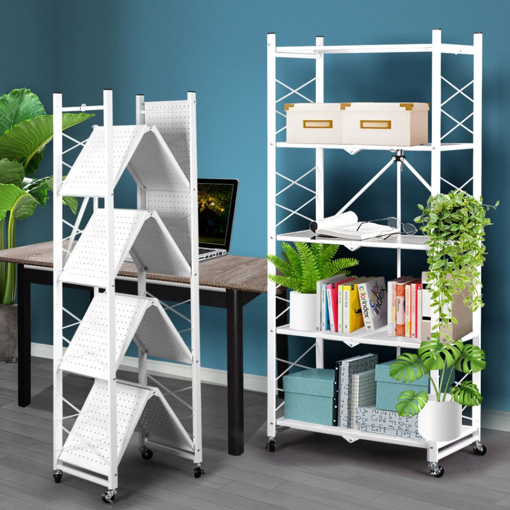 Foldable Storage Shelf Display Rack Bookshelf Bookcase Shelving Metal Organiser Fast shipping On sale