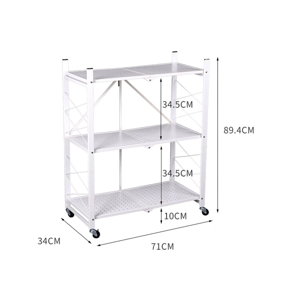 Foldable Storage Shelf Display Rack Bookshelf Bookcase Wheel Collapsible Cart Fast shipping On sale
