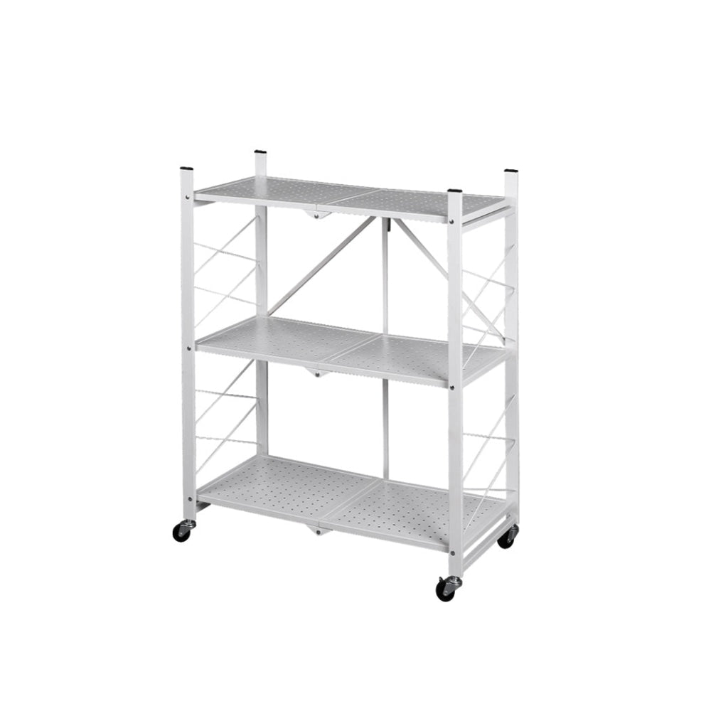 Foldable Storage Shelf Display Rack Bookshelf Bookcase Wheel Collapsible Cart Fast shipping On sale