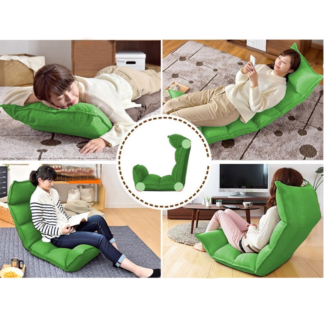 Foldable Tatami Floor Sofa Bed Meditation Lounge Chair Recliner Lazy Couch Green Fast shipping On sale