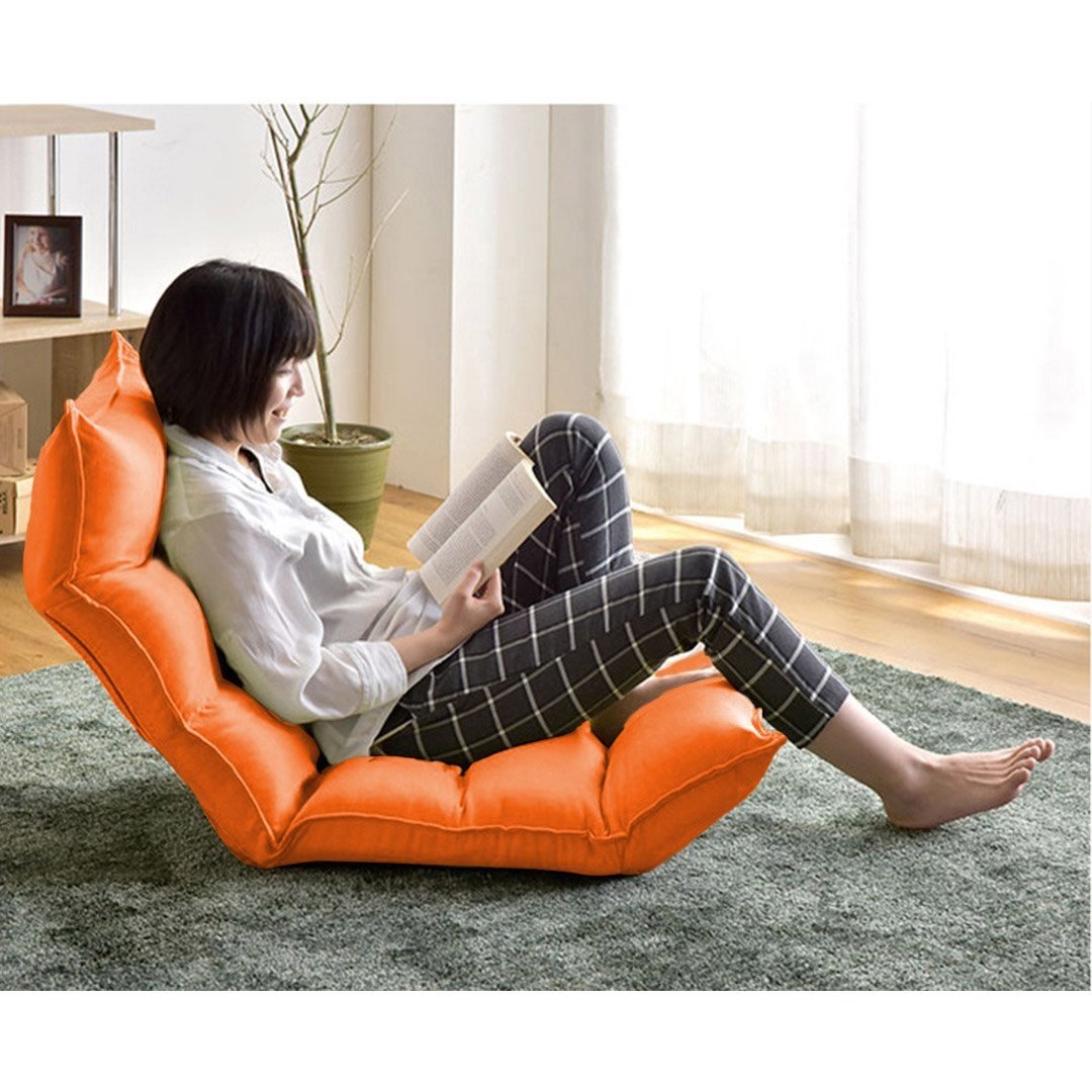 Foldable Tatami Floor Sofa Bed Meditation Lounge Chair Recliner Lazy Couch Orange Fast shipping On sale