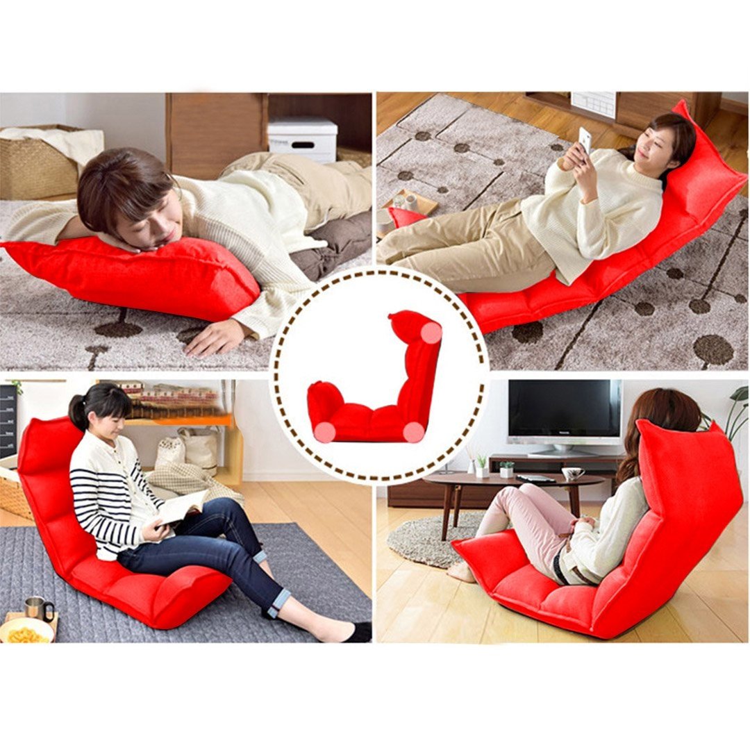 Foldable Tatami Floor Sofa Bed Meditation Lounge Chair Recliner Lazy Couch Red Fast shipping On sale