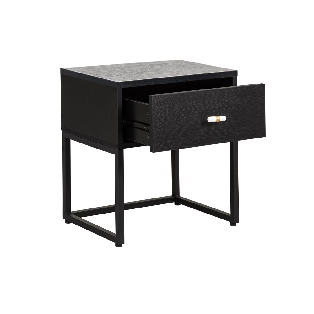 Fore Bedside Nighstand Side Table W/ 1-Drawer - Black Fast shipping On sale