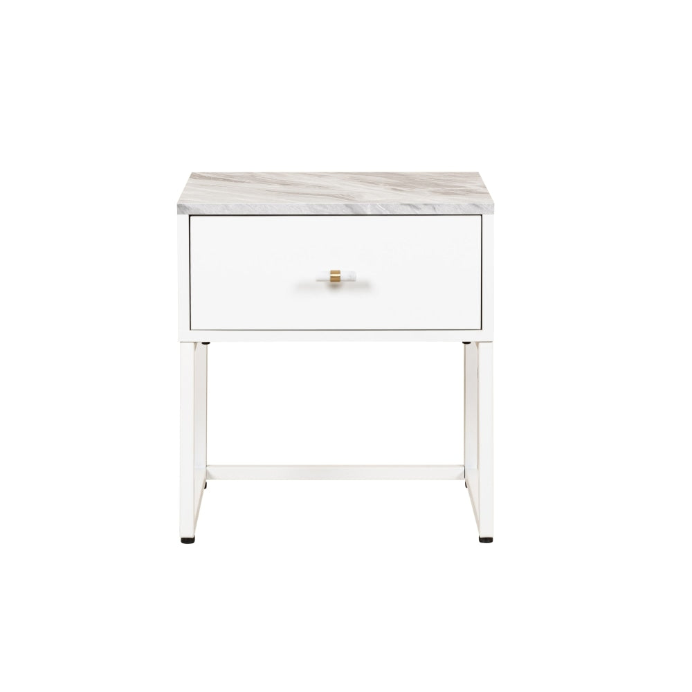 Fore Bedside Nighstand Side Table W/ 1-Drawer - White Fast shipping On sale