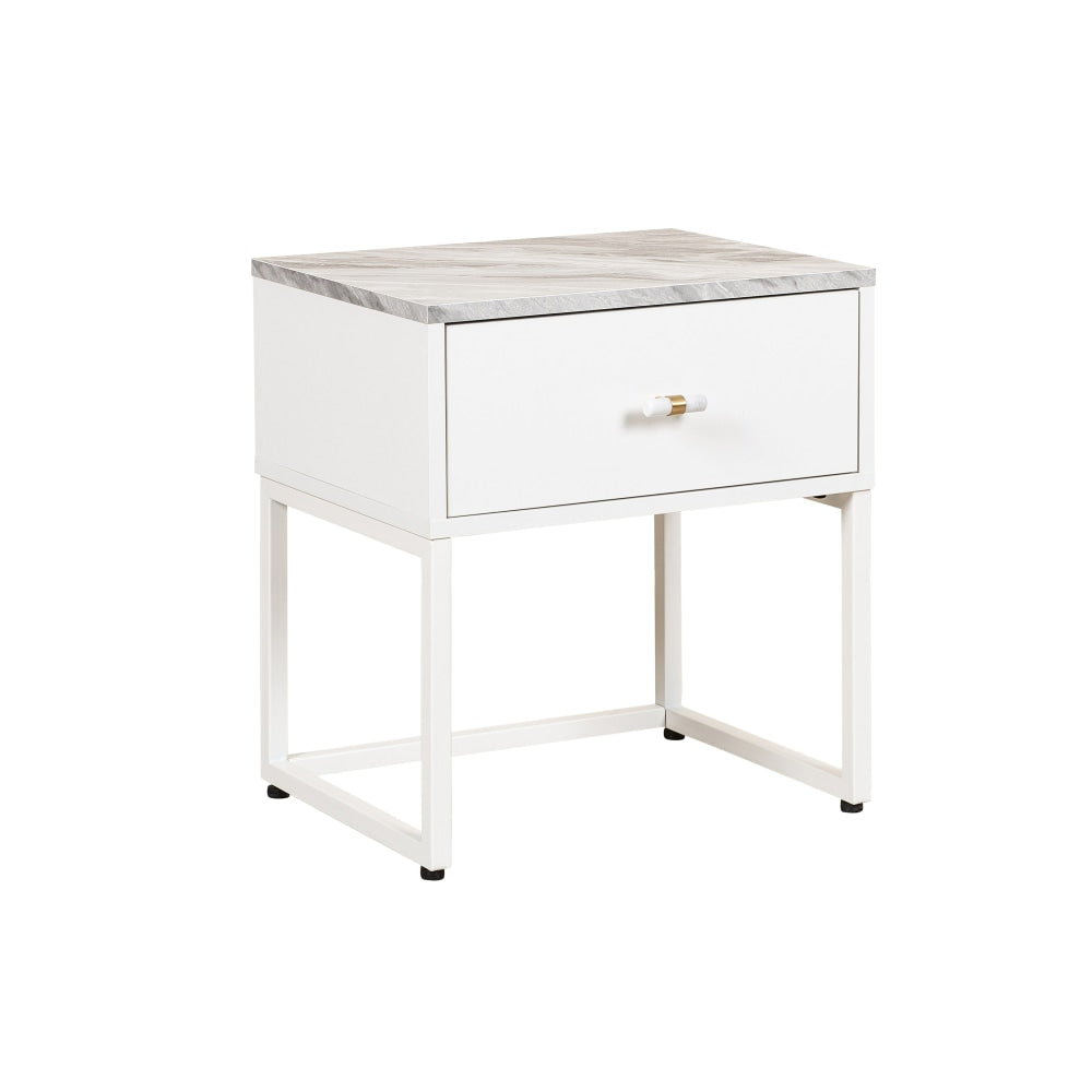 Fore Bedside Nighstand Side Table W/ 1-Drawer - White Fast shipping On sale