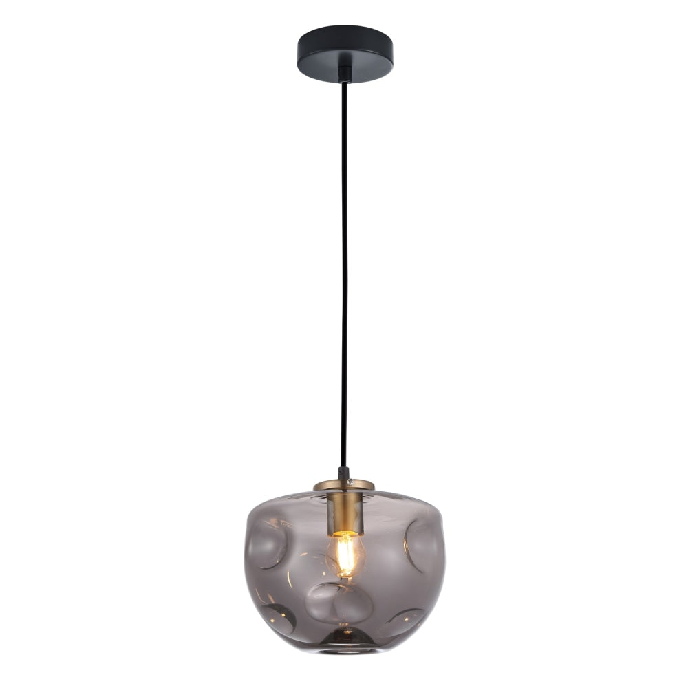 FOSSETTE Pendant Lamp Light Interior ES Smoke Glass Flat Top Dome Antique Brass Highlight OD220mm Fast shipping On sale