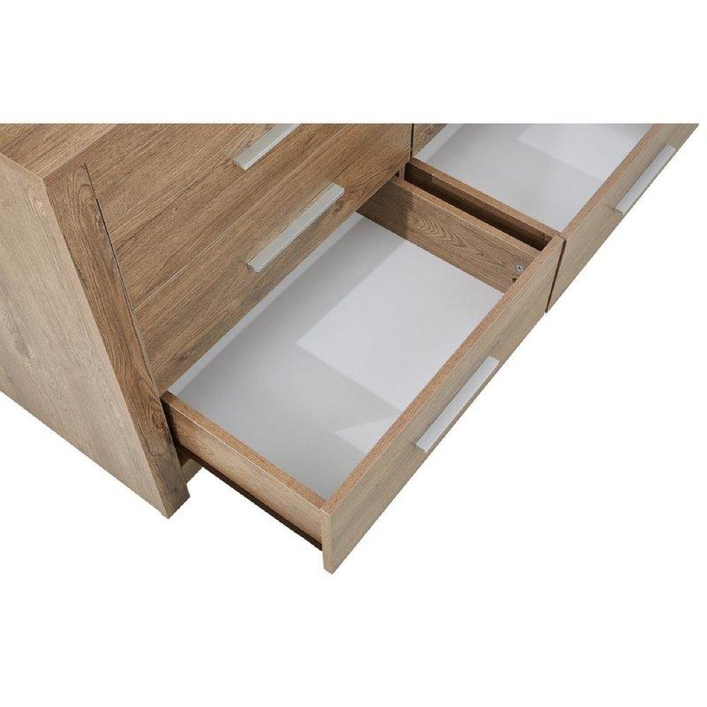 Modern 6 - Drawer Dresser Low Boy Sideboard Buffet Unit With Mirror - Dark Oak Chest Of Drawers Fast shipping On sale