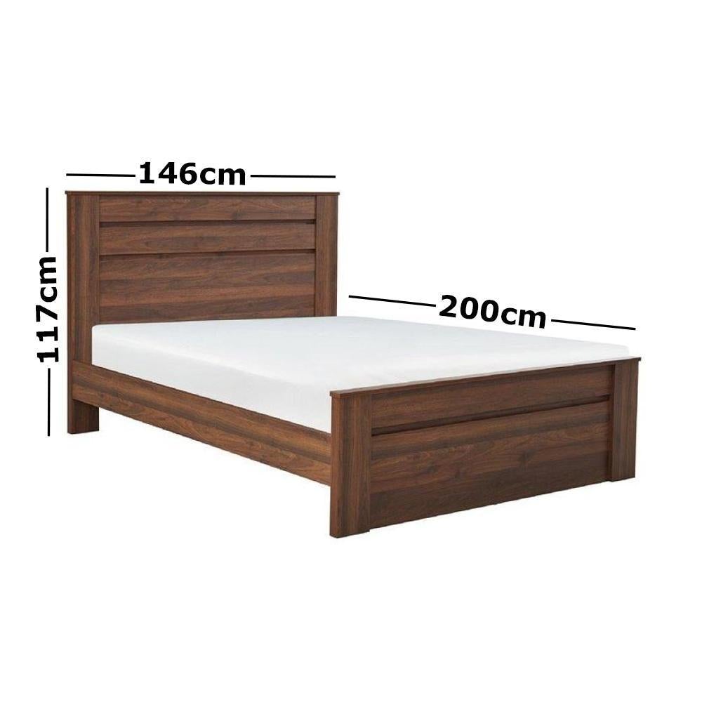 Modern Wooden Bed Frame Double Size W/ Headboard - Walnut Fast shipping On sale