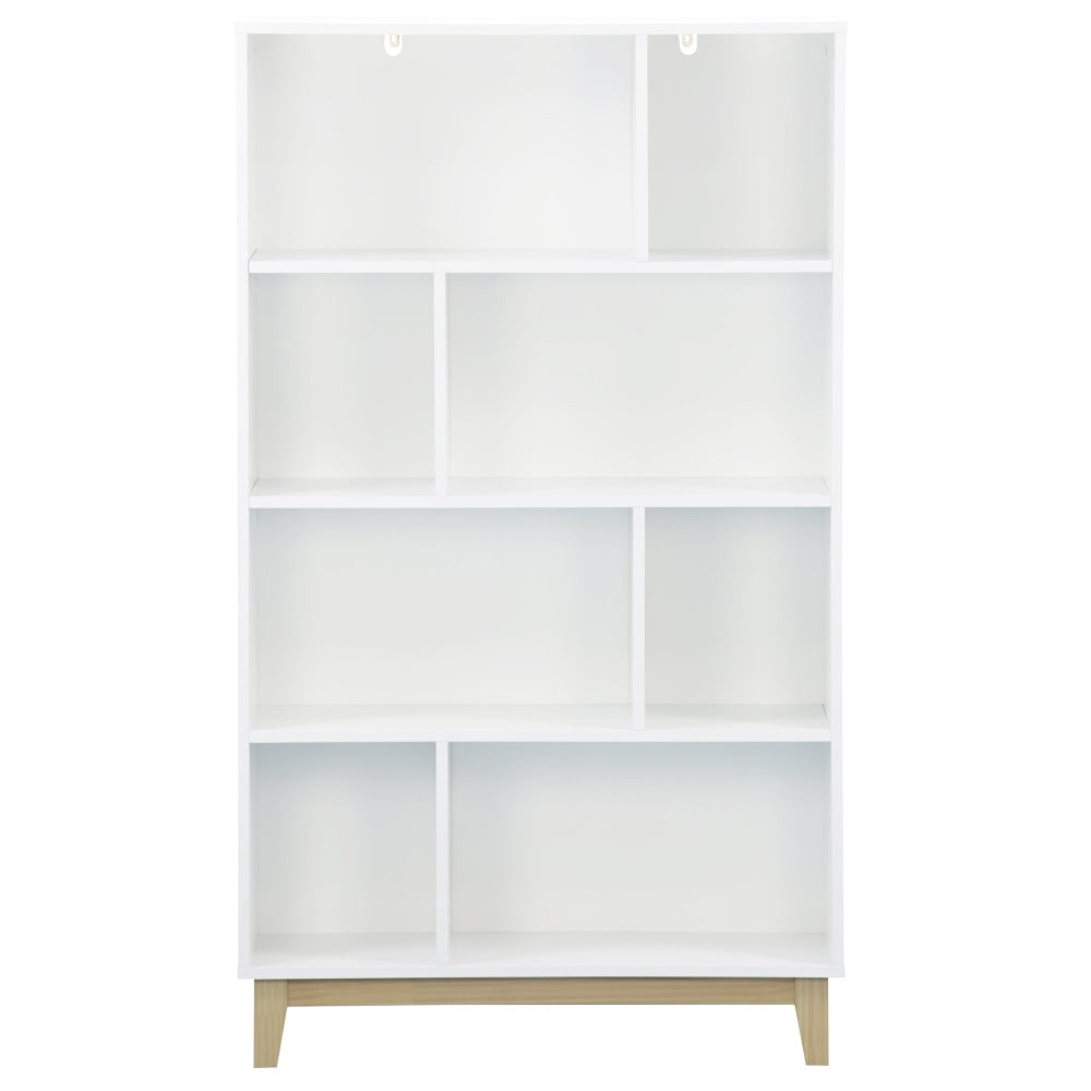 Freja Modern Scandinavian 4-Tier Bookcase Display Shelf Cabinet - White/Natural Fast shipping On sale