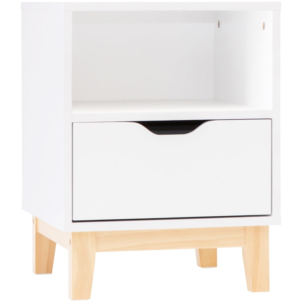 Freja Modern Scandinavian Bedside Nightstand Side Table W/ 1-Drawer - White/Natural Fast shipping On sale
