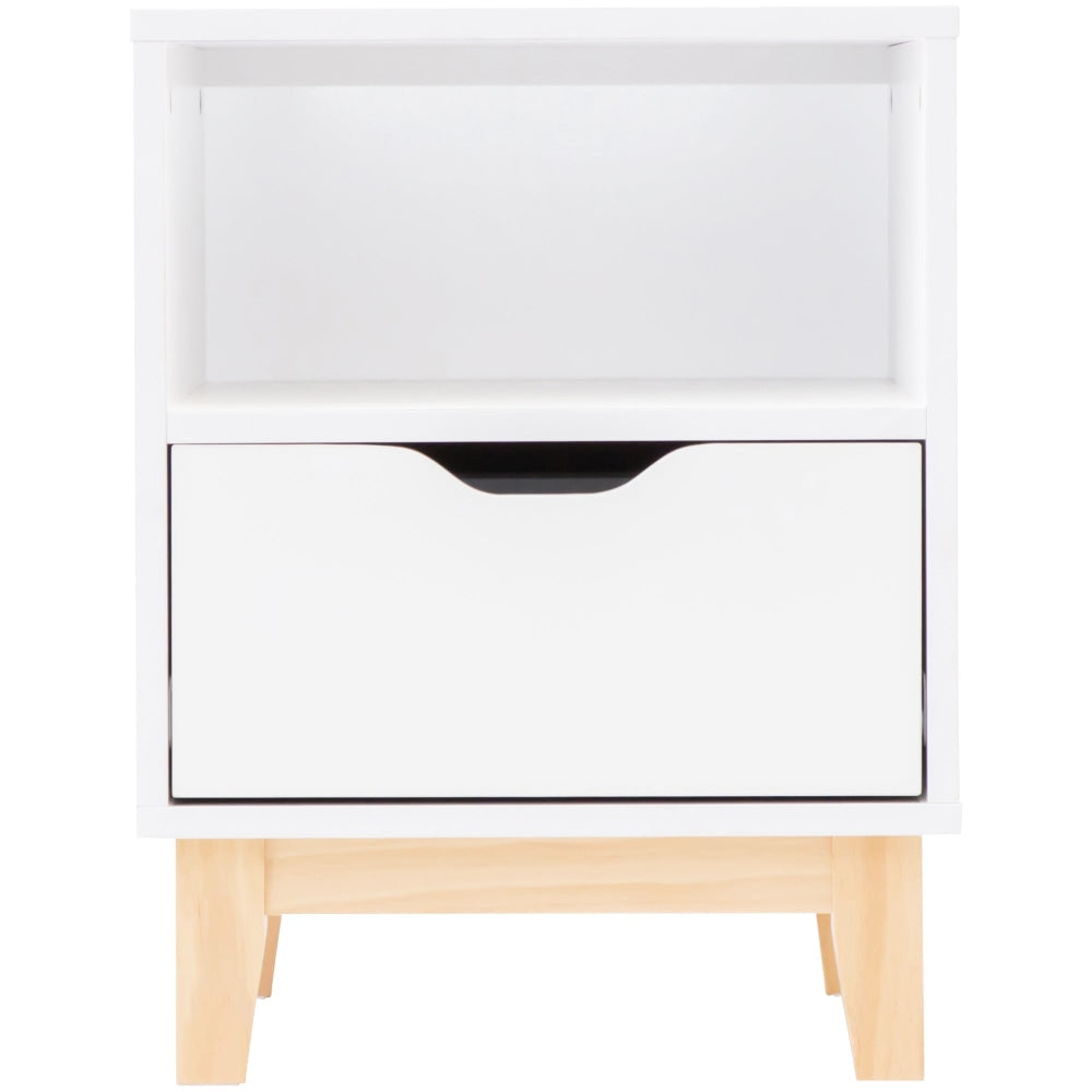 Freja Modern Scandinavian Bedside Nightstand Side Table W/ 1-Drawer - White/Natural Fast shipping On sale