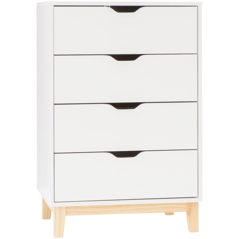 Freja Modern Scandinavian Chest Of 4-Drawers Tallboy Storage Cabinet - White/Natural Drawers Fast shipping On sale
