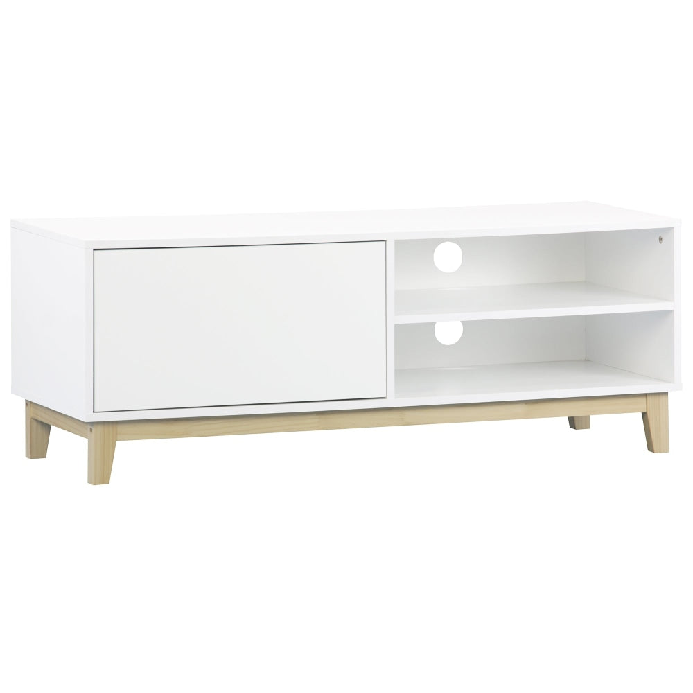 Freja Modern Scandinavian Compact Entertainment Unit TV Stand 120cm - White/Natural Fast shipping On sale