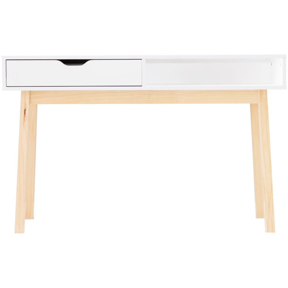 Freja Modern Scandinavian Hall Console Hallway Table W/ 1-Drawer - White/Natural Office Desk Fast shipping On sale