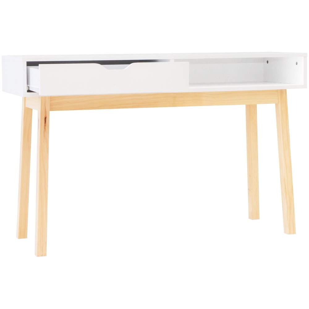 Freja Modern Scandinavian Hall Console Hallway Table W/ 1-Drawer - White/Natural Office Desk Fast shipping On sale