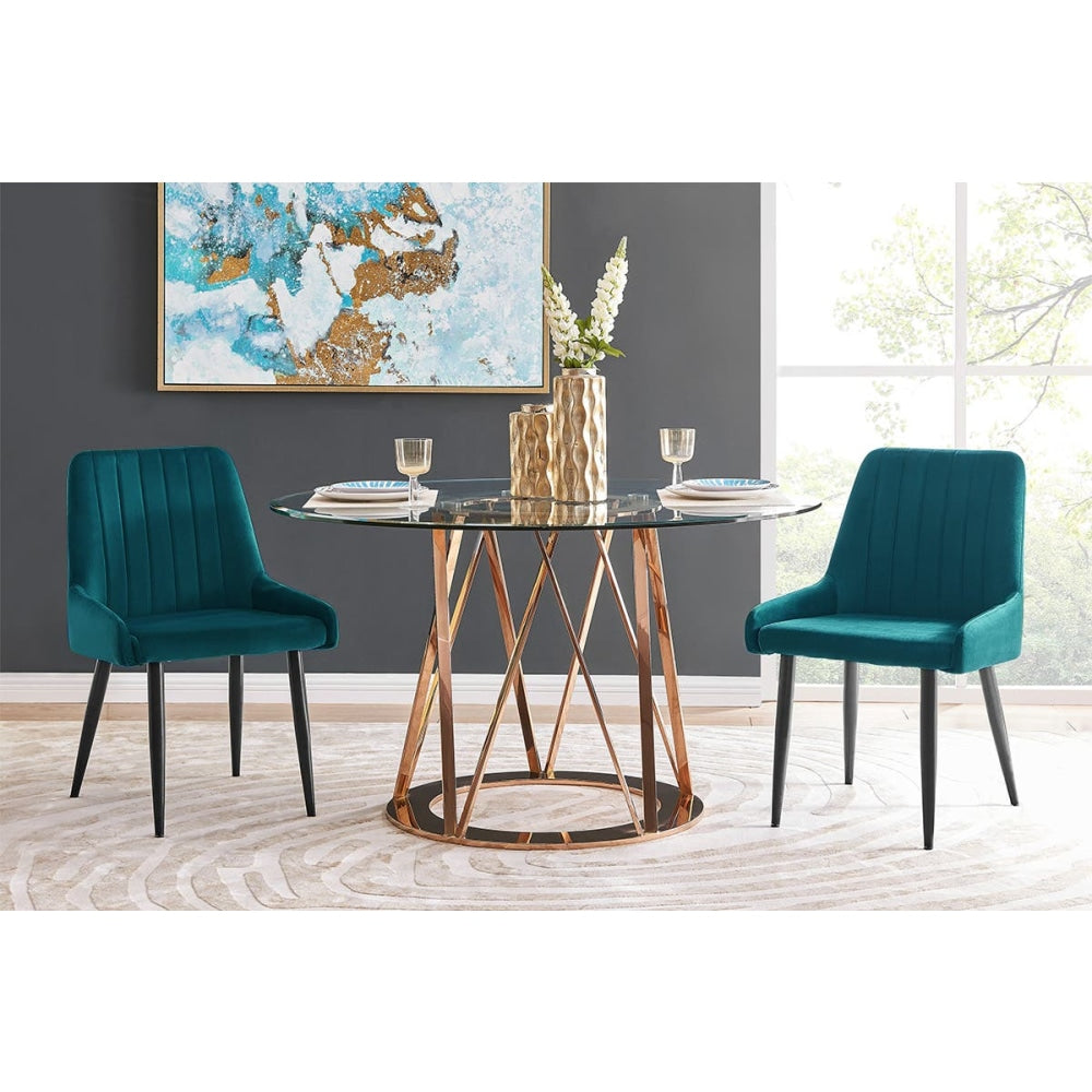 Fremantle Set of 2 Velvet Kitchen Dining Chairs - Emerald Chair Fast shipping On sale