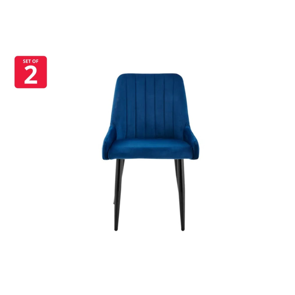Fremantle Set of 2 Velvet Kitchen Dining Chairs - Navy Chair Fast shipping On sale