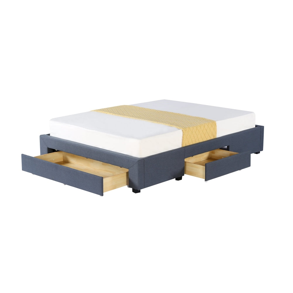 Designer Fabric Bed Frame Platform Base Double Size W/ 3 - Drawers - Dark Grey Fast shipping On sale