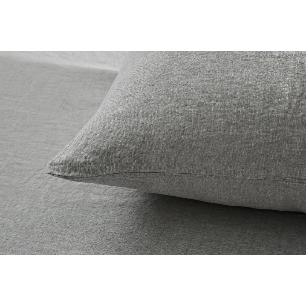 Gabriel French Linen Chambray Bed Sheet Set - Grey Double Fast shipping On sale