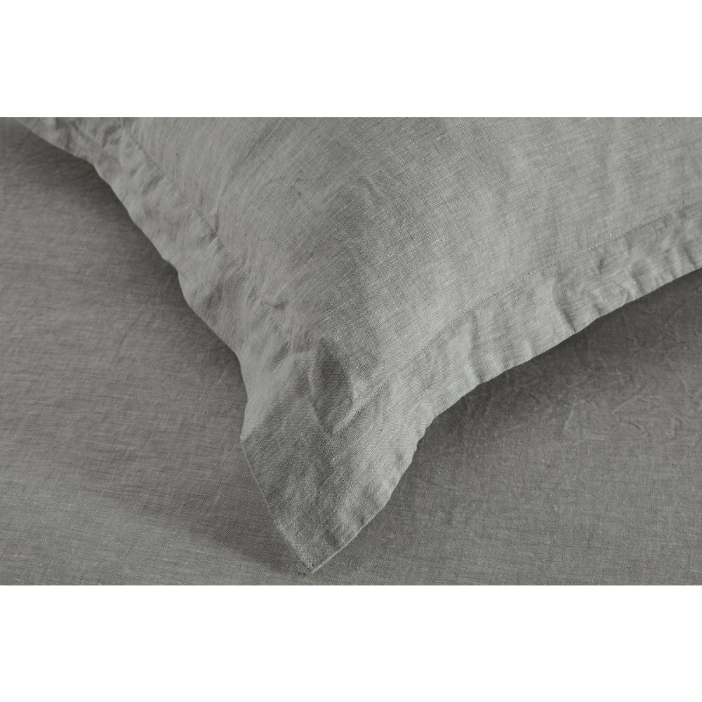 Gabriel French Linen Chambray Quilt Cover Set - Grey Double Fast shipping On sale