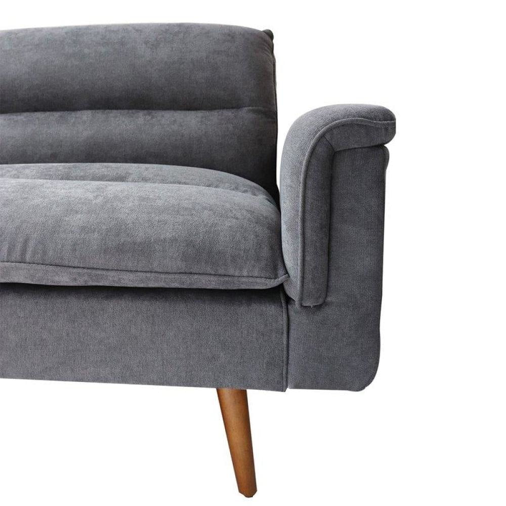 Designer Modern 3-Seater Suede Fabric Lounge Couch Sofa Bed - Grey Fast shipping On sale