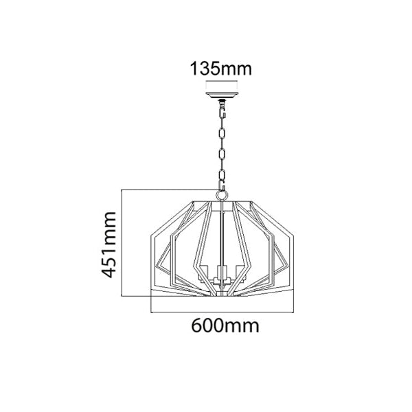 GAMBA Pendant Lamp Light Interior ES X 5 Antique Brass Wide Angular Cage OD600mm Fast shipping On sale