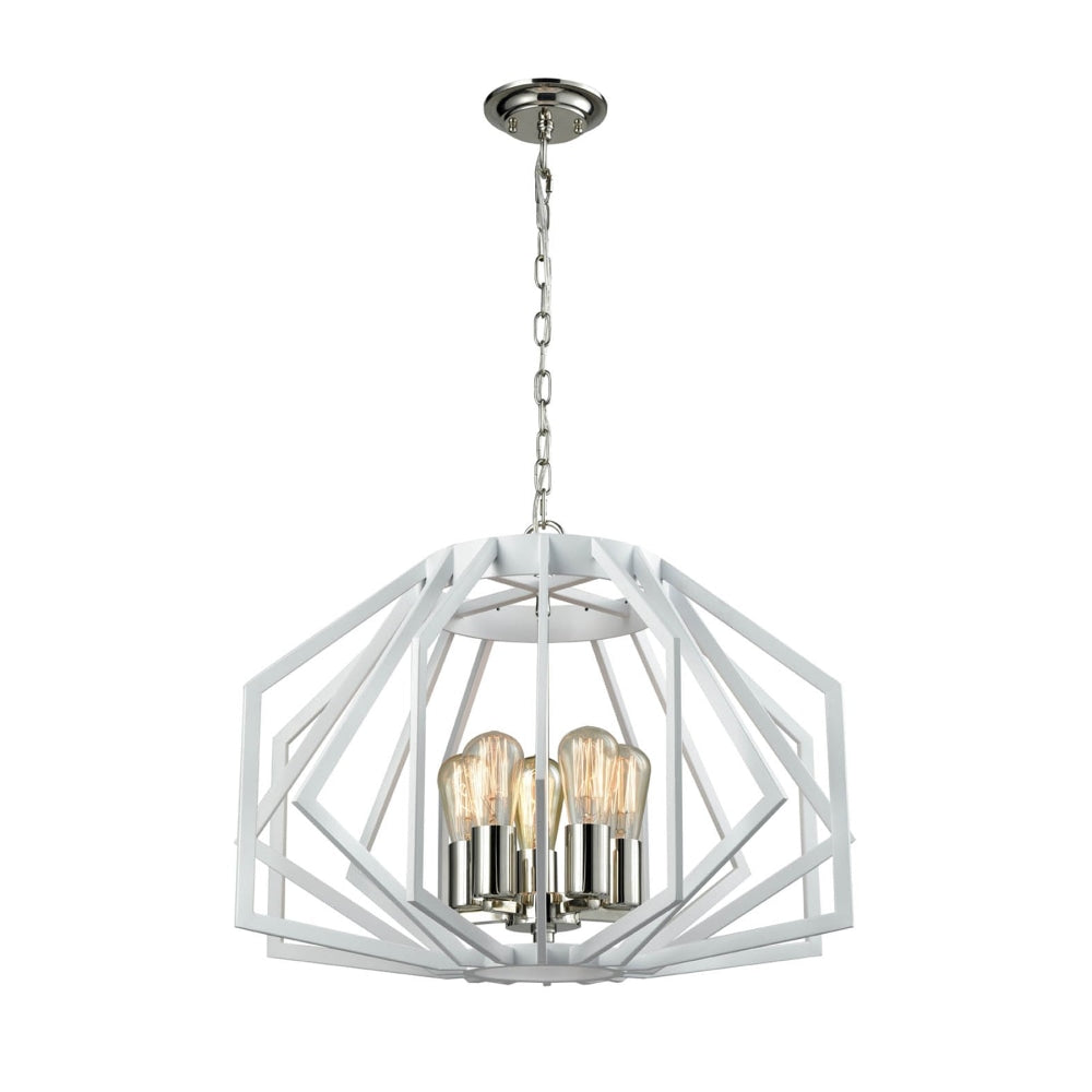 GAMBA Pendant Lamp Light Interior ES X 5 White Wide Angular Cage OD600mm Fast shipping On sale