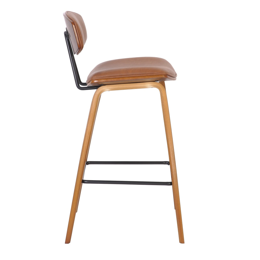 Ganesh Retro PU Leather Kitchen Counter Bar Stool Wooden Legs - Brown Fast shipping On sale