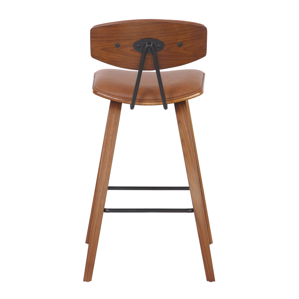 Ganesh Retro PU Leather Kitchen Counter Bar Stool Wooden Legs - Brown Fast shipping On sale