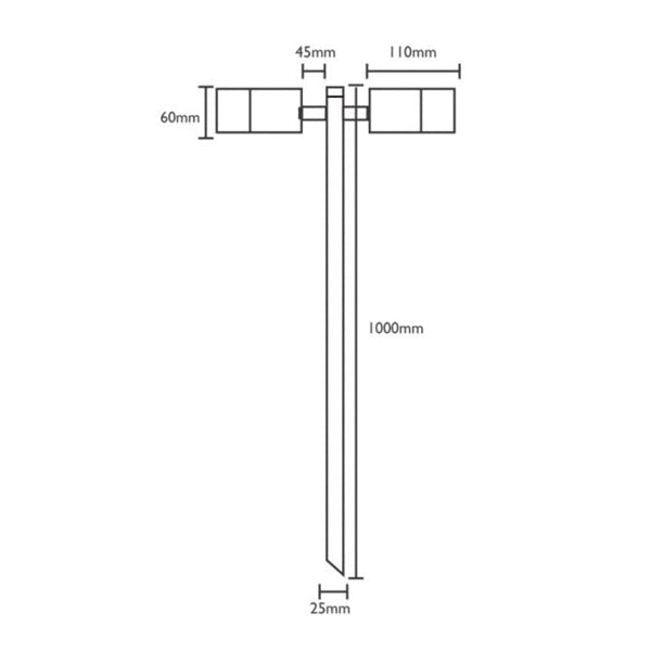 Garden Spike Light Double Adjustable 12V MR16 Black IP65 L1000mm Cable encl Post Fast shipping On sale