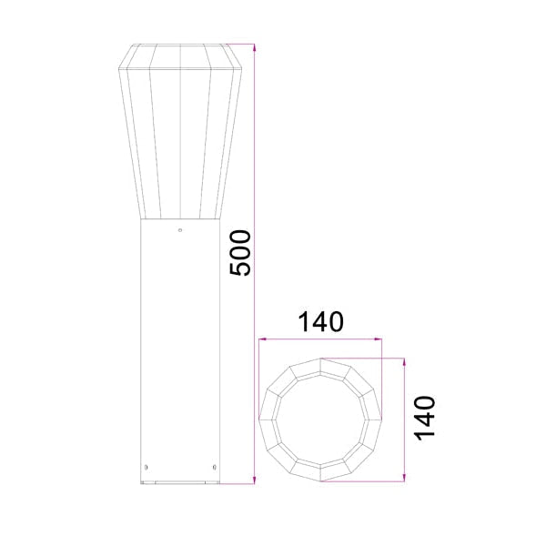 GEB Garden Bollard Light 13W Tapered Dark Grey 3000K IP54 H500mm 580LM Fast shipping On sale