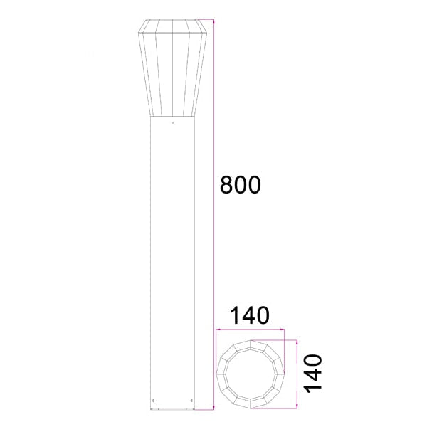 GEB Garden Bollard Light 13W Tapered Dark Grey 3000K IP54 H800mm 580LM Fast shipping On sale