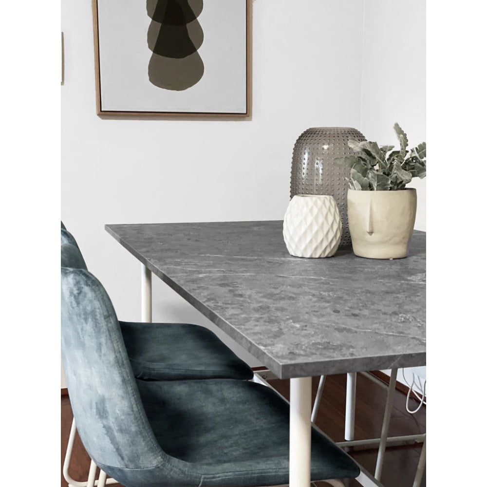 Gemma Rectangular Marble Effect Dining Table 160cm - White Fast shipping On sale