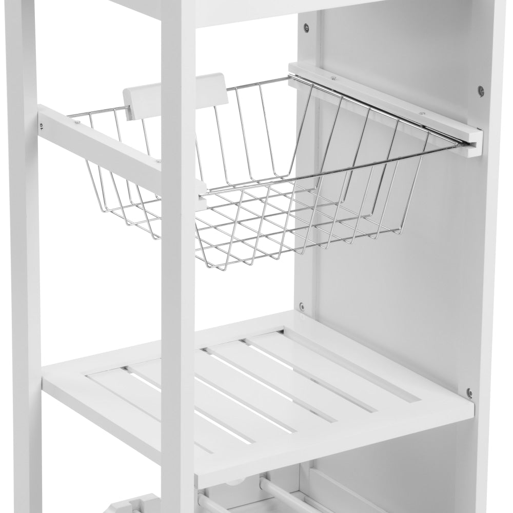 Gigi Small Kitchen Trolley Storage Cabinet 1-Drawer 1-Basket 5-Shelves White Fast shipping On sale