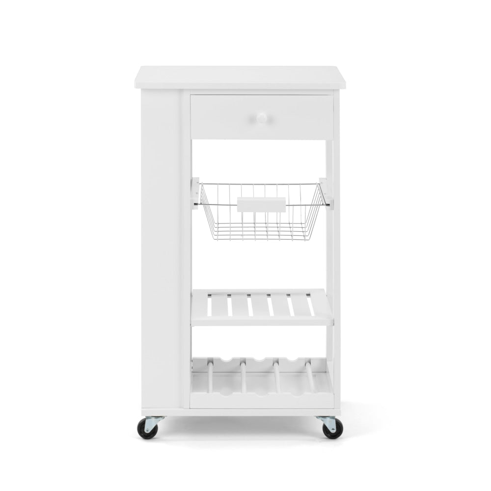 Gigi Small Kitchen Trolley Storage Cabinet 1-Drawer 1-Basket 5-Shelves White Fast shipping On sale