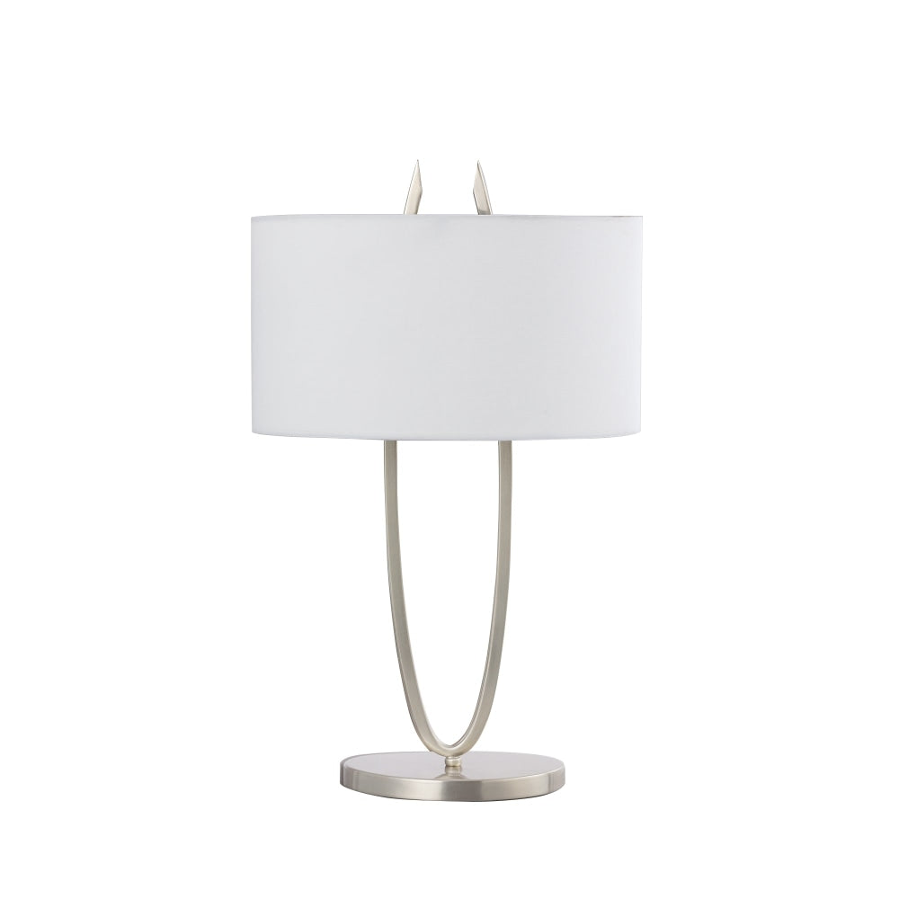 Gina Modern Fabric Shade Metal Table Lamp Light Stain Chrome / White Fast shipping On sale