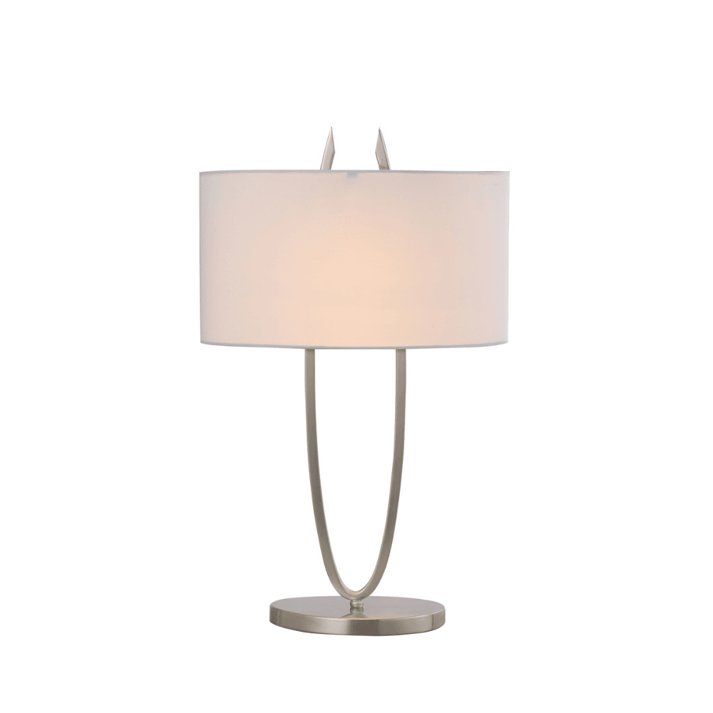 Gina Modern Fabric Shade Metal Table Lamp Light Stain Chrome / White Fast shipping On sale